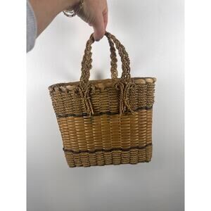 Handmade Rattan Woven Basket Mini Tote Bag - One Size
